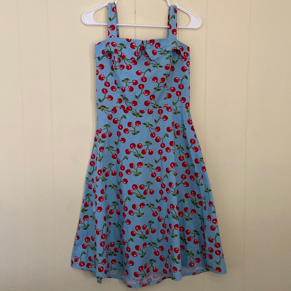 Rockabilly cherry halter dress